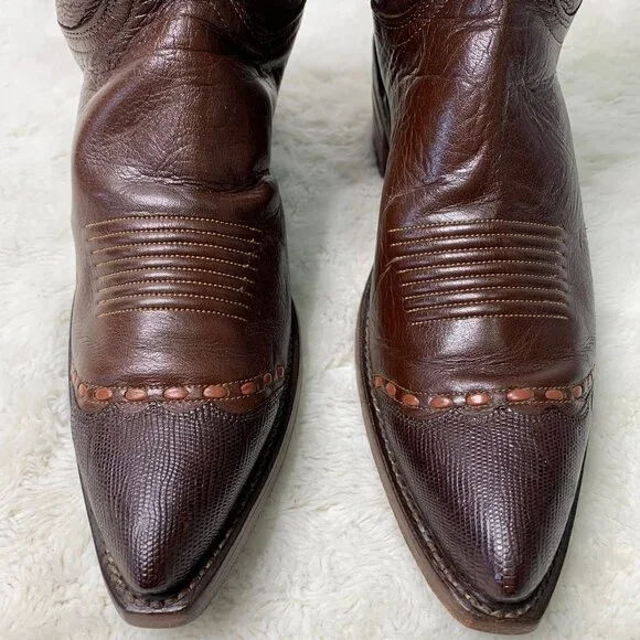 Lucchese 1883 Men's Brown Leather Lizard Western Cowboy Boots Size 9 - Picture 4 of 10